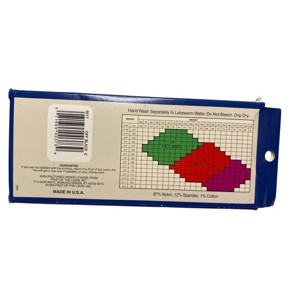 Fruit Of The Loom Control Top Pantyhose Off Black Size C Lingerie Lycra New - Picture 2 of 4